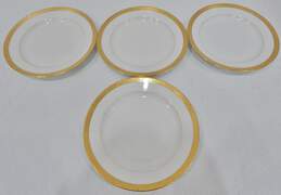 Set Of 4 Lanternier Limoges Gold Rim Grape Leaf Ivy 9in Plates