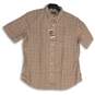 NWT Chaps Mens Brown Orange Plaid Spread Collar Short Sleeve Button-Up Shirt XXL image number 1