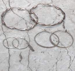 Set of Three Sterling Silver Hoop Earrings
