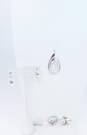 Sterling Silver Layered Teardrop Necklace Mini Hoop Earrings & Abstract Rings 22.7g image number 1