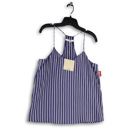 NWT Womens Blue White Striped Spaghetti Strap Pullover Camisole Top Size 10