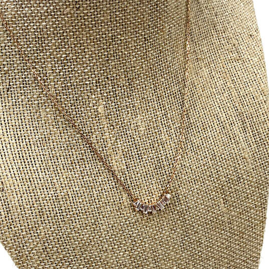 Designer Swarovski Rose Gold-Tone Pink Crystal Cut Stone Chain Necklace image number 1