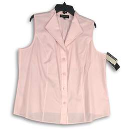 NWT Jones New York Womens Pink Sleeveless Button Front Blouse Top Size 18W