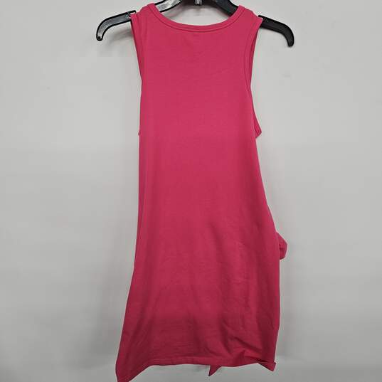 Hot Pink Sleeveless Crewneck Ruched Tie Waist Mini Dresses image number 3