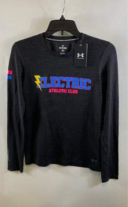 NWT Under Armor Womens Black Fitted Crew Neck Long Sleeve T-Shirt Size XS