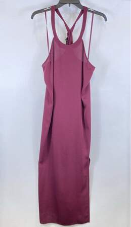 NWT BCBG Max Azria Womens Red Halter Neck Side Slit Pullover Sheath Dress Size L
