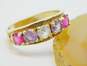 10K Gold Ruby & Clear Spinel Dotted & Etched Textured Band Ring 3.1g image number 1
