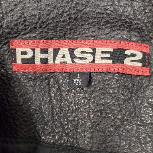 Phase2 Men Black Leather Jacket L image number 3