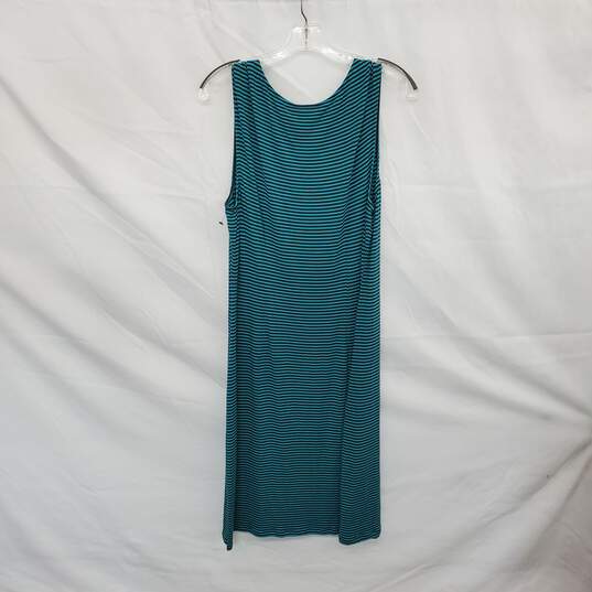 Tommy Bahama Turquoise & Brown Striped Sleeveless Midi Dress WM Size L image number 2