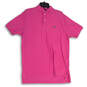 Mens Pink Embroidered Logo Spread Collar Short Sleeve Polo Shirt Size Large image number 1