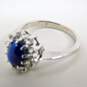 10K White Gold Star Sapphire CZ Halo Ring 3.0g image number 5