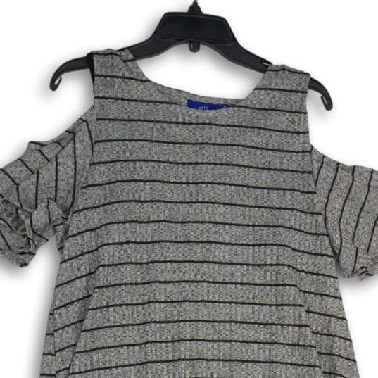 APT. 9 Womens Gray Black Striped Crew Neck Cold Shoulder A-Line Dress Size XL image number 3