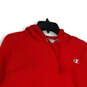 Womens Red Long Sleeve Drawstring Kangaroo Pocket Pullover Hoodie Size S image number 3