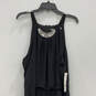 NWT Womens Black Pleated Round Neck Back Zip Classic Maxi Dress Size XL image number 3