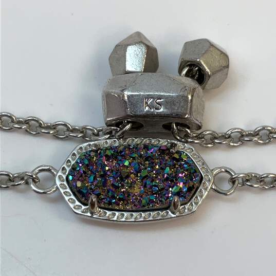 Designer Kendra Scott Silver-Tone Drusy Adjustable Elaina Chain Bracelet image number 4