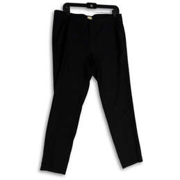 Womens Black Flat Front Regular Fit Pockets Straight Leg Ankle Pants Sz 10