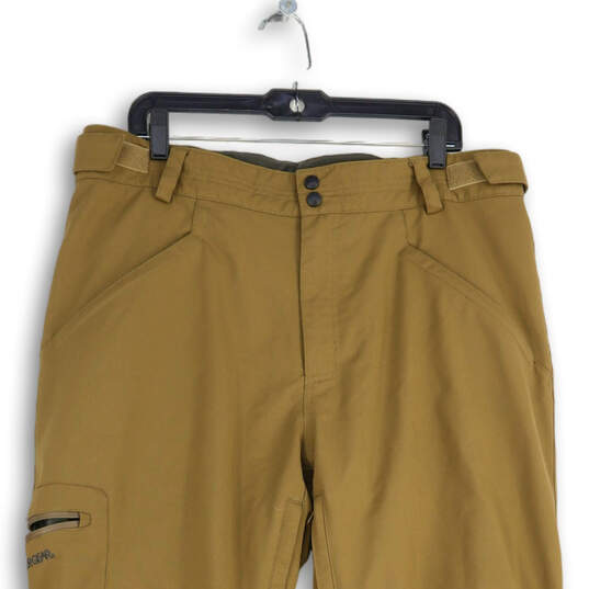 Mens Brown Flat Front Zipper Pocket Straight Leg Snow Pants Size Large image number 3