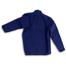 Mens Blue Fleece Mock Neck 1/4 Snap Long Sleeve Pullover Jacket Size Large alternative image