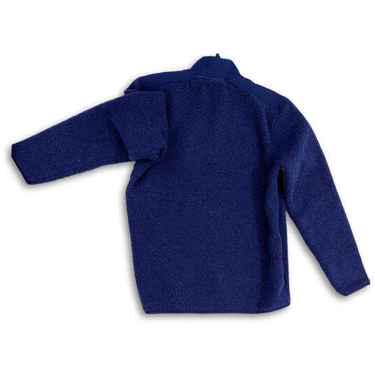 Mens Blue Fleece Mock Neck 1/4 Snap Long Sleeve Pullover Jacket Size Large image number 2