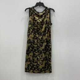 NWT Womens Black Gold Sequin Sleeveless Round Neck Pullover Tank Dress Sz M alternative image