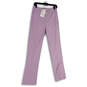 NWT Womens Purple Flat Front Side Zip Straight Leg Trouser Pants Size M image number 3