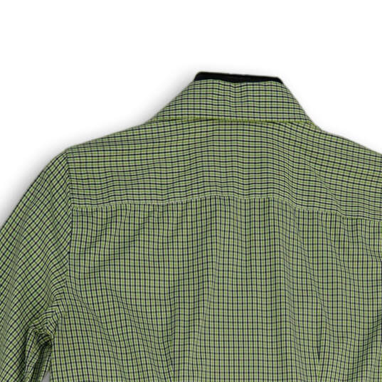 Womens Green Plaid Spread Collar 3/4 Sleeve Button-Up Shirt Size 4 image number 4