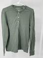 Mens Green Garment Dyed Long Sleeve Henley Neck T-Shirt Size S T-0528893-E image number 1