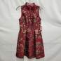 NWT Vince Camuto WM's Jacquard Ruffle Neck Fit & Flare Red & Metallic Gold Dress Size 4 image number 1