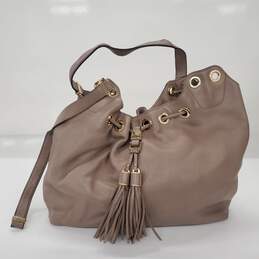 Michael Kors Brown Pebble Leather Drawstring Hobo Handbag