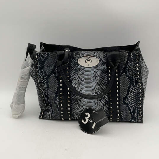 NWT Womens Leather Blue Black Inner Pocket Detachable Strap Crossbody Bag image number 1