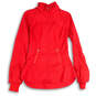 Womens Red Long Sleeve Thumb Hole Hooded Full-Zip Activewear Jacket Size 6 image number 1