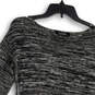 Womens Black Gray Knitted Heather Long Sleeve Pullover Sweater Size M image number 3