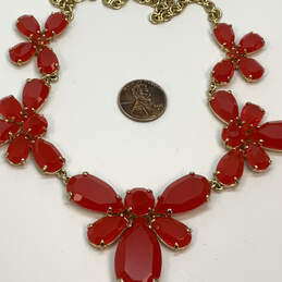 Designer Kate Spade Gold-Tone Red Crystal Cut Stone Leaf Statement Necklace alternative image