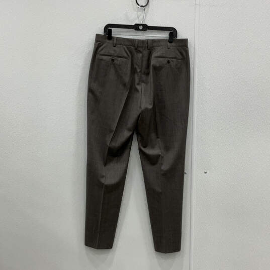 Mens Gray Flat Front Slash Pockets Straight Leg Dress Pants Size 54 R image number 2