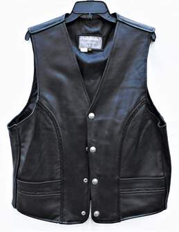 Mens Black Leather Buffalo Nickel MC Vest wExtenders SZ 48