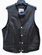 Mens Black Leather Buffalo Nickel MC Vest wExtenders SZ 48 image number 1