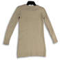 Womens Beige Long Sleeve Tie Neck Tight-Knit Sweater Dress Size XS image number 2