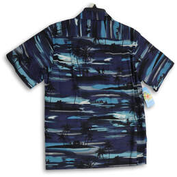 NWT Mens Navy Blue Collared Short Sleeve Hawaiian Button-Up Shirt Size M alternative image