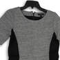 Womens Gray Black Round Neck Short Sleeve Back Zip Sheath Dress Size 8 image number 3