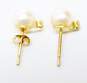 14K Yellow Gold Pearl & White Sapphire Accent Post Earrings 0.9g image number 5