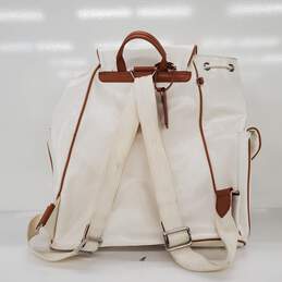 Park Remi Lake Italian White Coated Canvas Brown Leather Trim Large Backpack alternative image