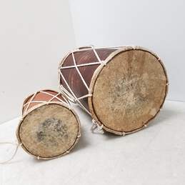 Pair Dholak Handmade Wooden Rope Drums Percussion alternative image