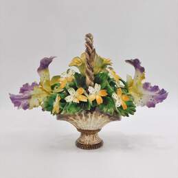 Vintage Capodimonte Porcelain Basket Of Flowers