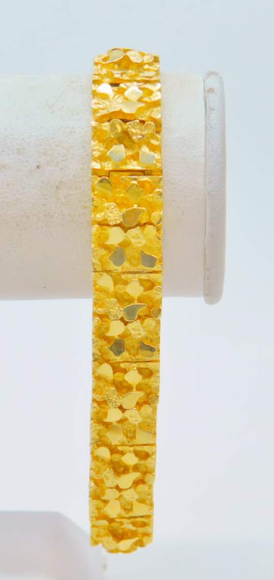 Stunning 14K Yellow Gold Chunky Textured Panel Bracelet 50.7g image number 3