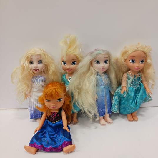 5PC Disney Frozen Various Play Dolls w/ Outfits Bundle image number 1