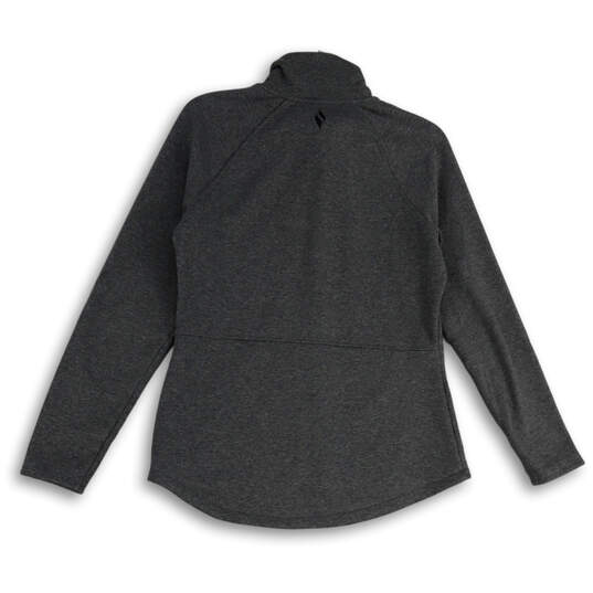 Womens Gray Heather Mock Neck Pockets Long Sleeve Full-Zip Jacket Size M image number 2