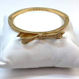 Designer Kate Spade NY Gold-Tone Rhinestone Bow Fashionable Bangle Bracelet
