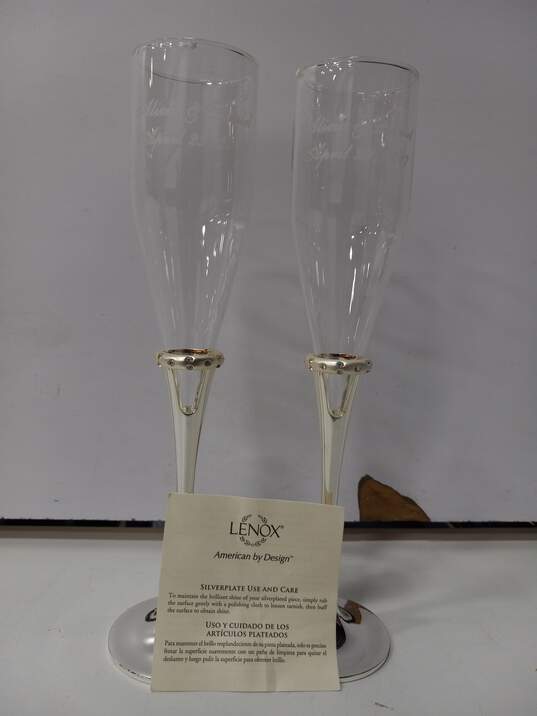 Lenox Devotion Flute Printed Wedding Glasses IOB image number 2