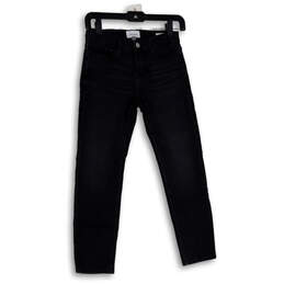 Womens Black Denim Dark Wash 5-Pocket Design Skinny Leg Jeans Size 23