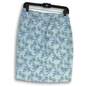 Ann Taylor Womens Blue Yellow Floral Flat Front Straight & Pencil Skirt Size 4P image number 1
